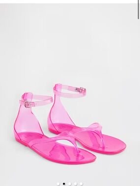GAP Neon Pink Transparent Ankle-Strap Jelly Sandals